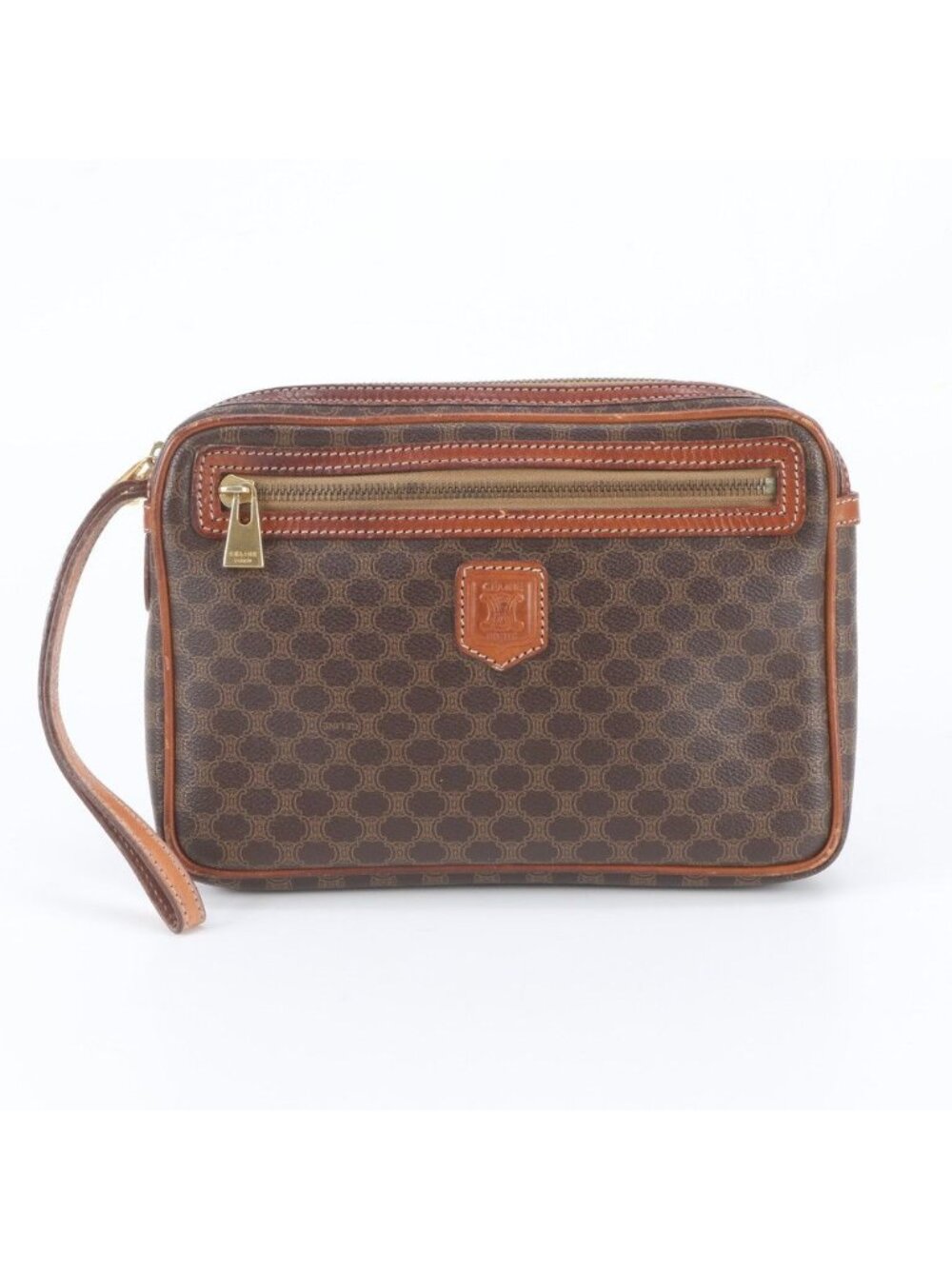 Celine Macadam Leather Clutch Pouch Business Brown